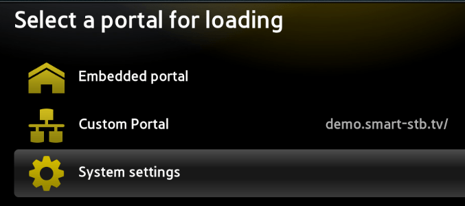 select portal for loading